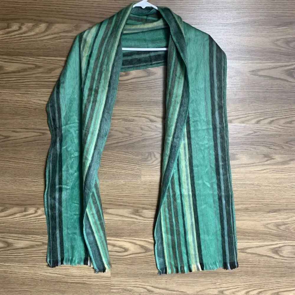Shupaca Scarf Green Alpaca‎ Blend Preppy Old Money Fairy Granola Y2K 17849